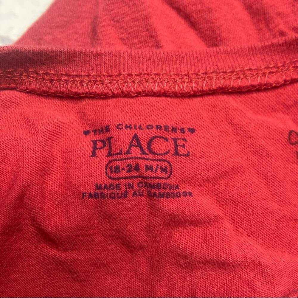 EUC The Children's Place Festive Red Long Sleeve Tee Size 18-24 Months
